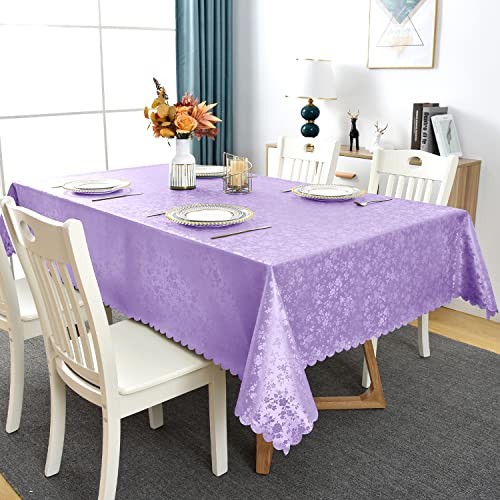 Image of Romanstile Waterproof Vinyl Tablecloth Rectangle, 52 x 70 Inch, Rose Purple | Flannel Backing Wipeable Table Cloth, Heavy Duty Plastic PU Table Cover for Kitchen Dining, Indoor & Outdoor Use