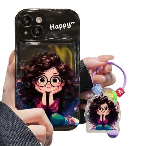 PEEPERLY Back Cover Case for iPhone 15 Pro Soft Flexible TPU, Shockproof Protective Cartoon Geek Girl Mirror Case with Charm(Black) (B0D5R8FJ4J) Amazon Price History, Amazon Price Tracker
