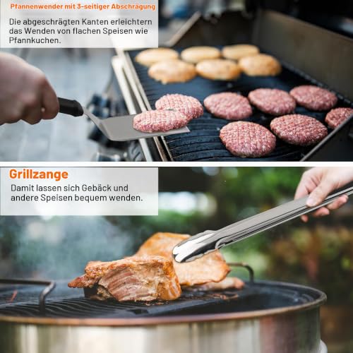 Grilljoy Plancha Zubehör Set, 28-teilig Edelstahl, für Indoor und Küche – Ansicht 6