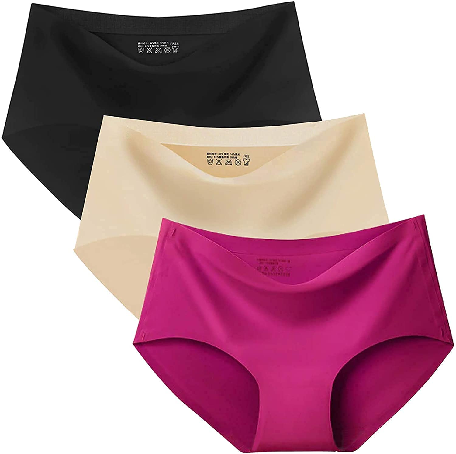 The Divine ExportsWomen's Silk Seamless Panties Medium Waist Elastic Briefs Underwear (Pack of -1) for Girl's Combo Pack (Color May Vary)
