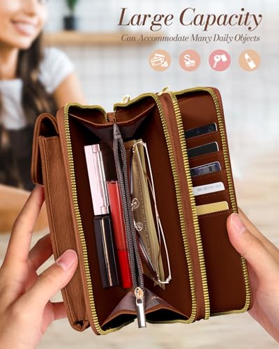 Image of Miss Adola Zipper Cell Phone Purse Crossbody Bag for Women | Zipper Closure, RFID Blocking, Card Slots, Adjustable Shoulder Strap, Cute Small Phone Wallet for Travel and Daily Carry