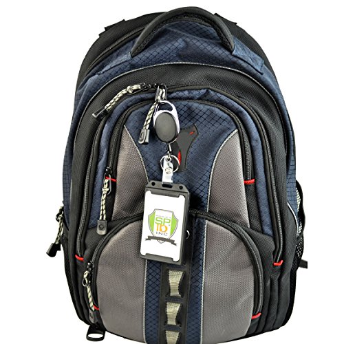 Porte-carte rigide vertical avec cordon rétractable et attache clé noire