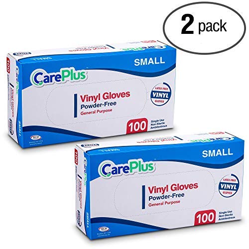 Miniatura 8 de Care Plus  Guantes de vinilo desechables, sin talco, transparentes, sin látex, hipoalergénicos, caja de 100, S