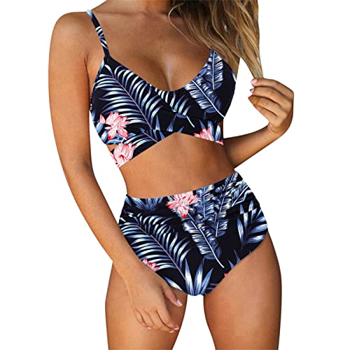 WOCACHI Swimsuits for Womens, Women Bandeau Bandage Bikini Set Push-Up Brazilian Swimwear Beachwear Swimsuit Side Thong Sets Classic Pure Solid Color Sexy Ribbed Tops Shirts Sports Hot Pink