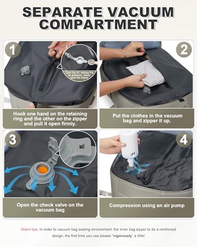 VGCUB Vacuum Backpack Travel with Electric Pump Vacpack System Storage Compression Laptop Work Business Waterproof College Weekender Bags Casual Daypack Backpacks for Women Men Brown3