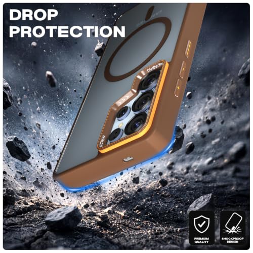 Image of Pikkme Back Cover for Samsung Galaxy S25 Ultra 5G | Shockproof | Mag-Safe Compatible | Hard Transparent Back | Premium Raised Camera Protection | Bumper Case (Brown Mag-Safe)