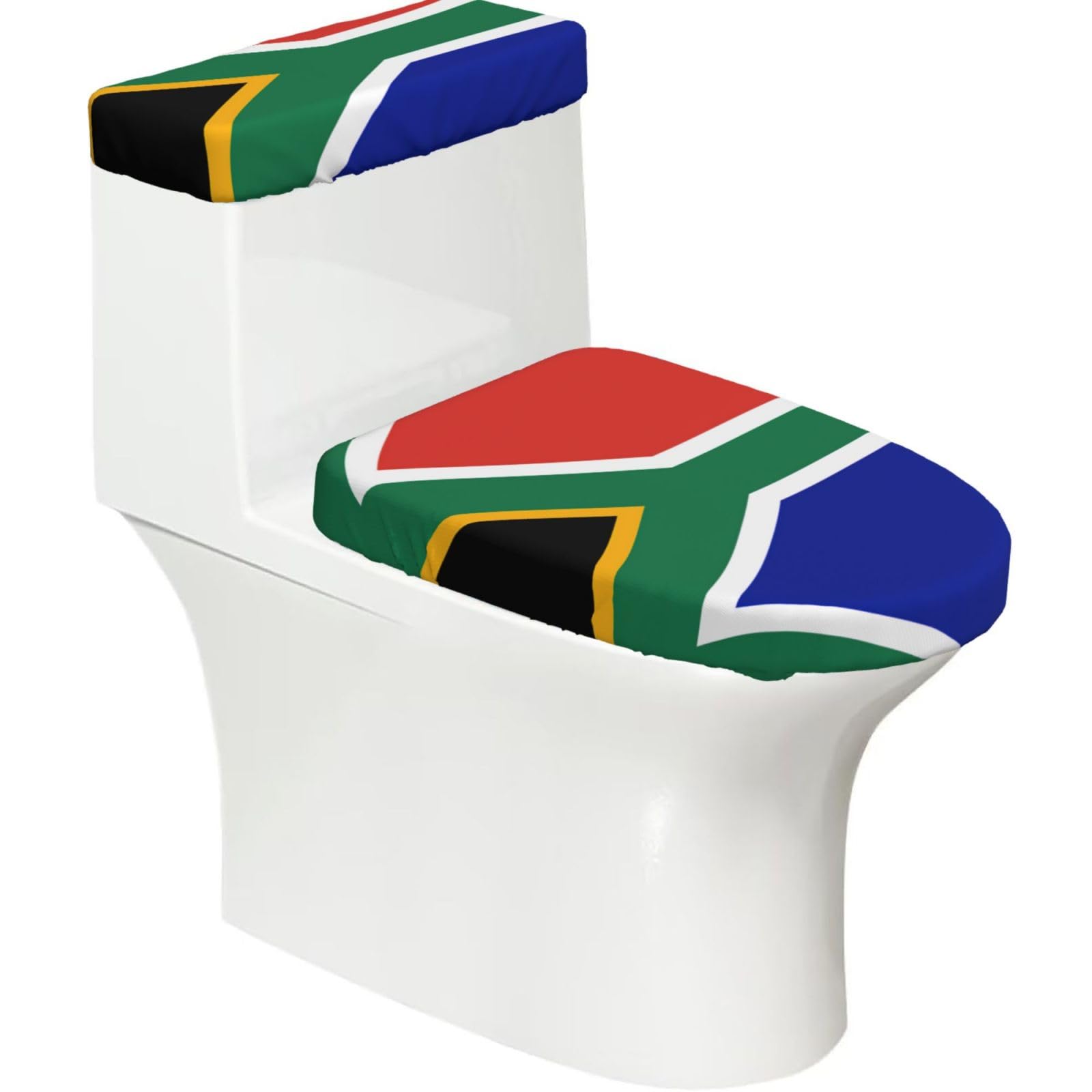South Africa Flag Print Bathroom Decor Toilet Lid Cover And Tank Covers, Restroom Accessories Fits Most Round