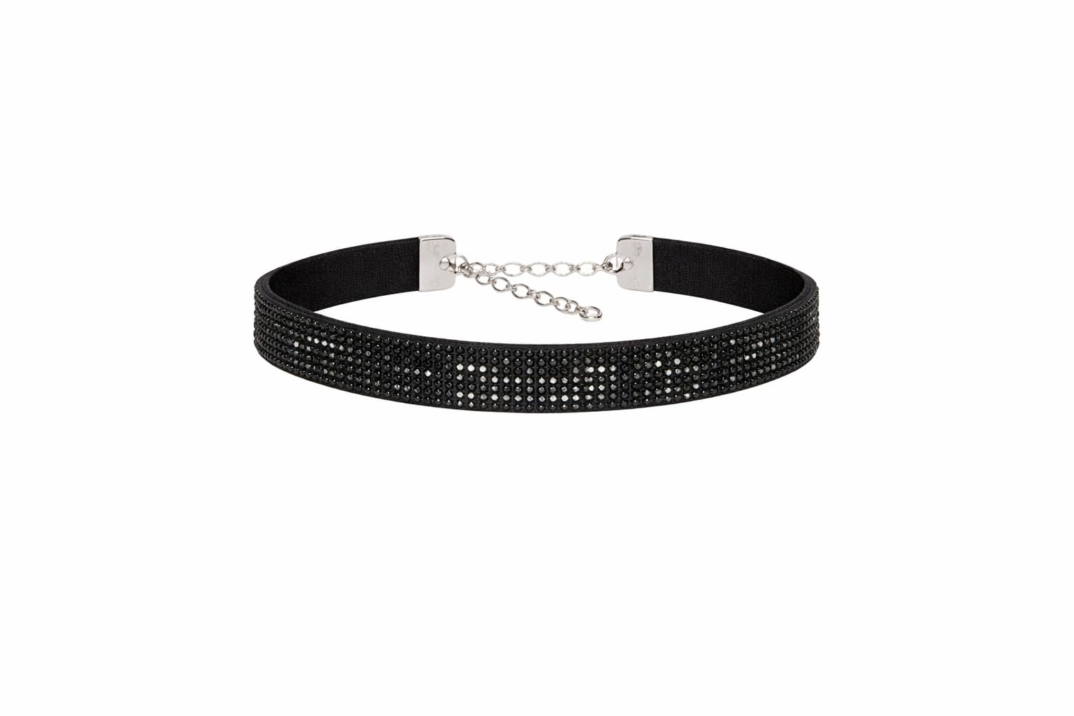 Black Diamond Festival Choker Necklace – 40 cm x 1.7 cm Sparkling Rhinestone Collar, Statement Bling Accessory for Parties & Events