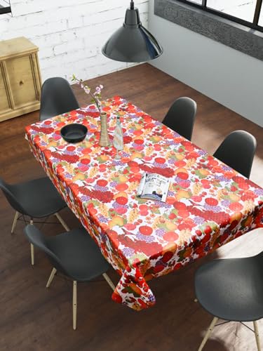 Image of Dakshya Industries PVC Waterproof Withoutlace Dining Table Cover (Size - 54X78 Inch) Rectangle 6 Seater Heat Rasistant Table Cloth (T7)