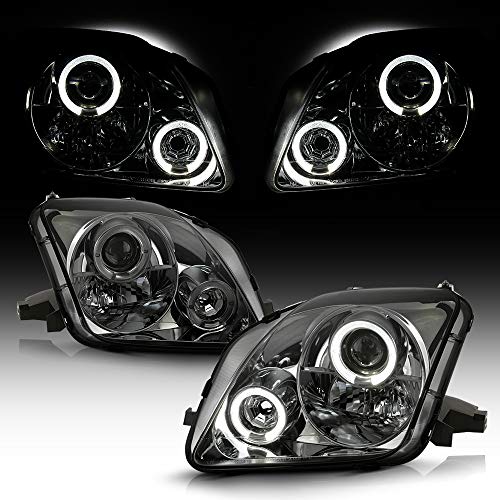 ACANII - For 1997-2002 Honda Prelude LED Halo Angel Eye Smoked Lens Projector Headlights Headlamps, Driver & Passenge