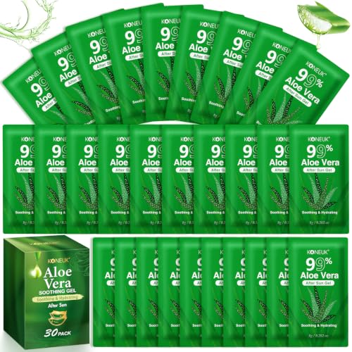 KONEUK 30 Pack Aloe Vera Gel for Face Hair Skin 99% Pure Aloe Vera Gel for After Sun Skin Care Bulk Aloe Gel Travel Size for All Skin Types
