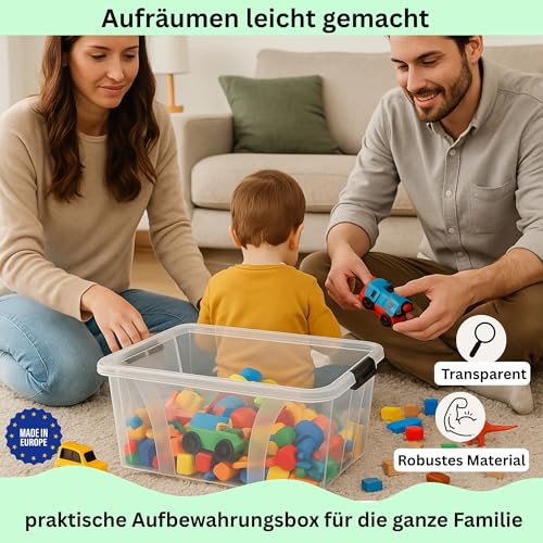 Aufbewahrungsboxen mit Deckel, 7L 14L 21L 32L 55L 80L Plastik Boxen Klickverschluss Stapelboxen 1er/3er Sets Lebensmittelecht Transparent Haushalt & HLKauf-Block (1er 80-Liter & 1x HLKauf-Block)