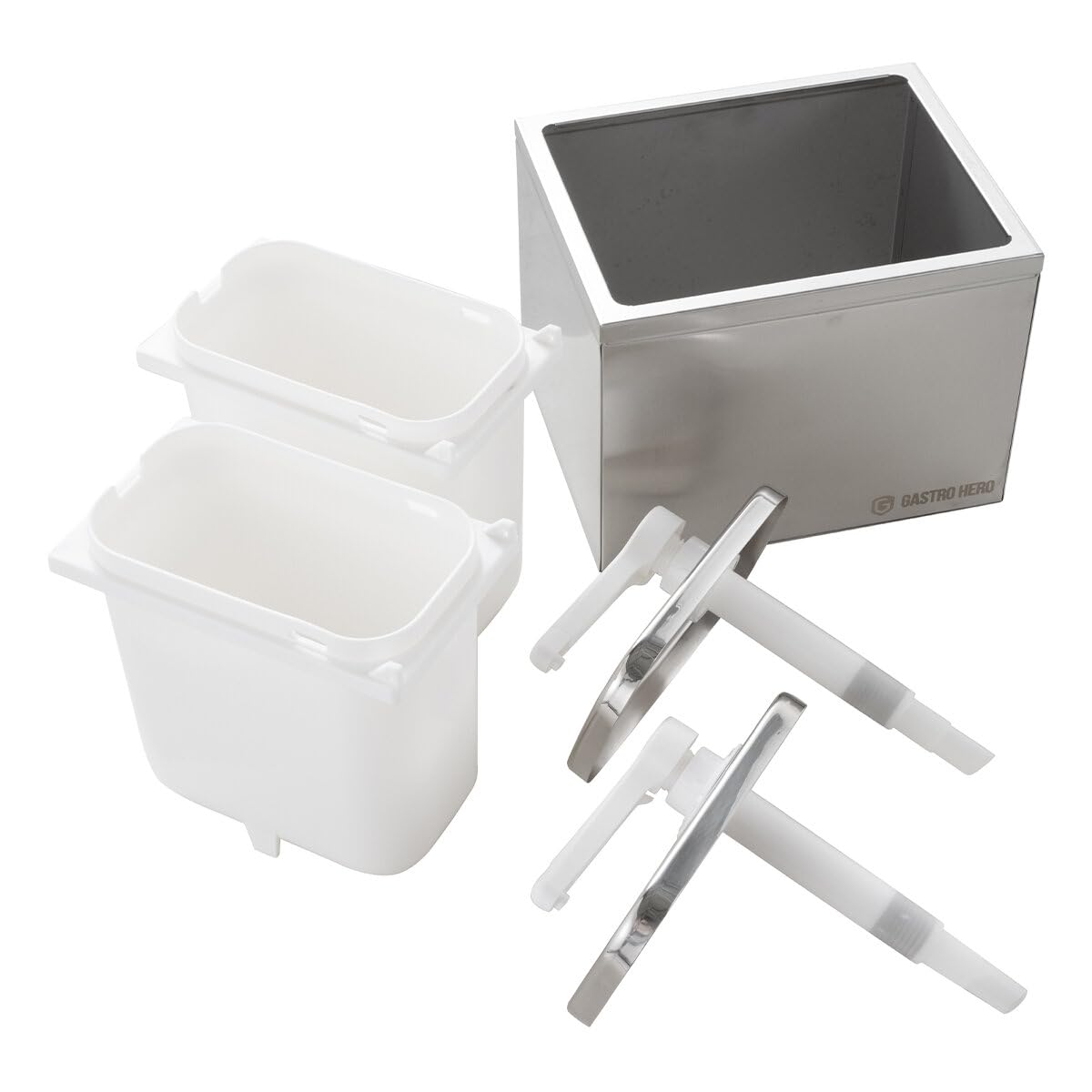 GastroHero Saucenspender 2x 2 Liter – Dosierpumpe PP für Saucen, Ketchup, Mayonnaise, Dressings & Flüssigkeiten – Gastronomiebedarf