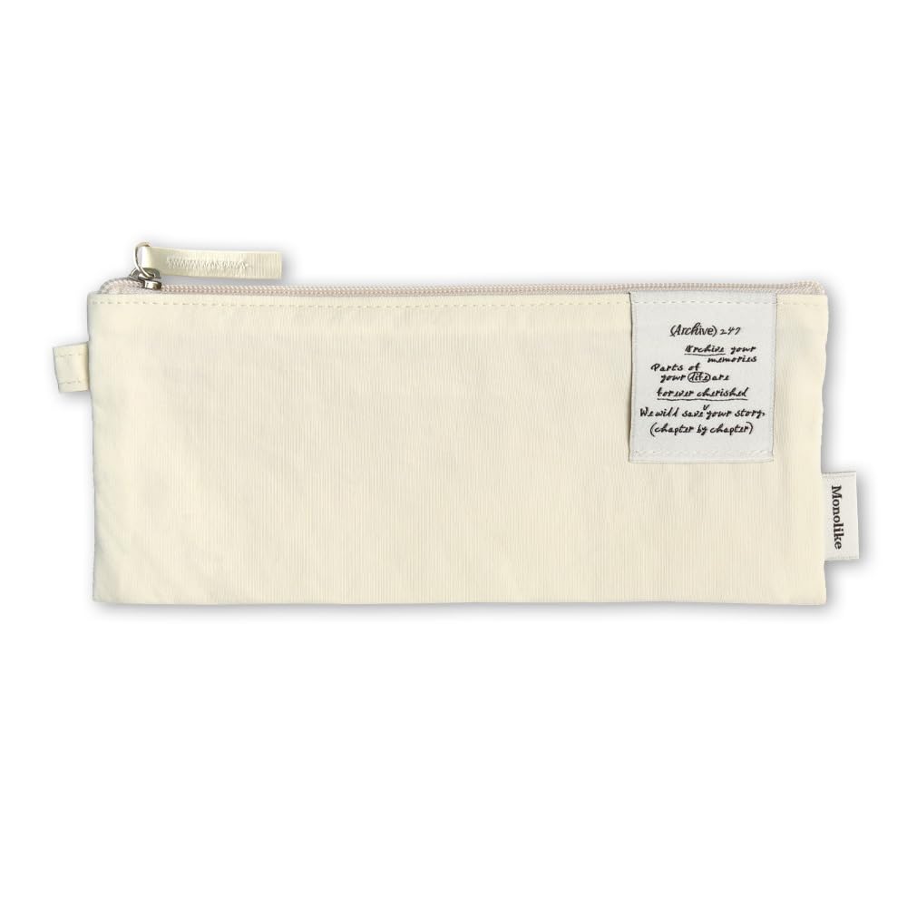 Monolike Archive 247 Flat Pencil Case, Ivory - Pencil Pouch, Portable Pencil Bag, Office Pouch case, Pen case