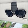 Soporte magnético de cuero para gafas de sol para auto, clip para visera (negro) | Se adapta a diferentes tamaños de gafas, sujeta de forma segura las gafas de sol en la visera del auto, accesorios interiores 2