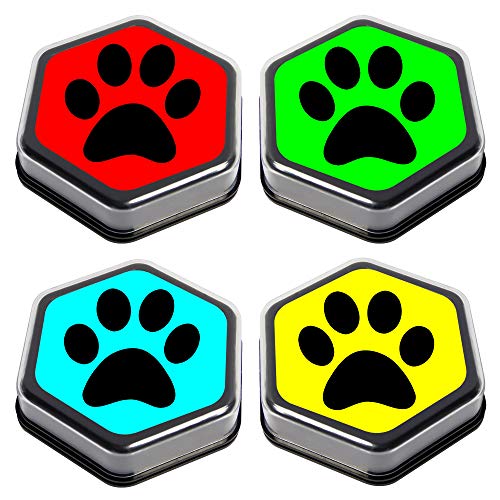Talking Products, botones de sonido grabables AAC para entrenamiento de perros y gatos, grabación de 80 segundos, paquete de 4, reproducción negra con cubierta transparente extraíble.