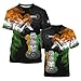 BJQ Men's India Flag T-Shirt Flag Badge Graphic Print Tee Casual Short Sleeve Shirt Novelty Round Neck Top Unisex