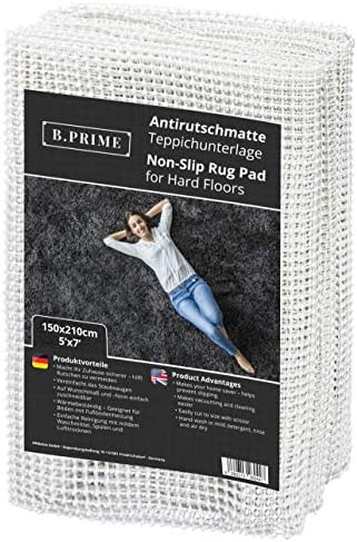 B.PRIME 5x7-Feet Non-Slip Rug Underlay Pad for Hard Floors. Different Size Options Available