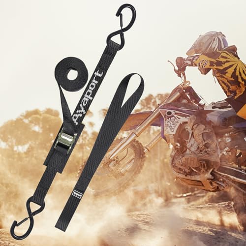 Ayaport Cam Buckle Tie Down Straps 8ft 1250lbs Break Strength 4 pcs Securing Straps with S Hooks for Motorcycle, Car, Truck, Dirt Bike by Ayaport - Image 6
