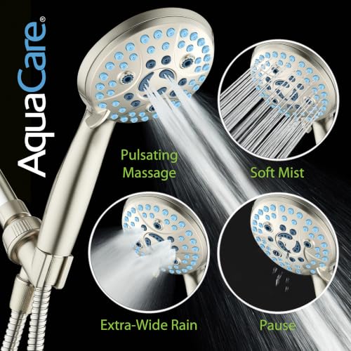 Regadera de mano AquaCare de alta presión con 10 modos, 2 modos de limpieza potente para bañera y azulejos, boquillas autolimpiantes, manguera de acero inoxidable de 6 pies, soportes para pared y techo, acabado niquel satinado miniatura 5