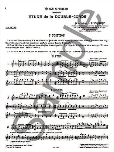 MAURICE HAUCHARD: ETUDE METHODIQUE DE LA DOUBLE-CORDE - 2E CAHIER (VIOLIN)      Paperback – January 1, 2000