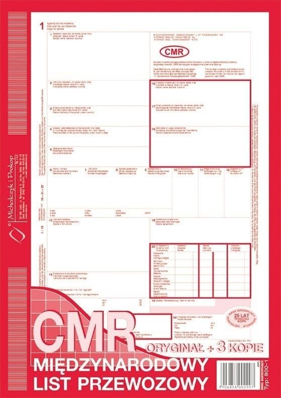 CMR A4 notas de consignación internacional original y 3 copias para transporte