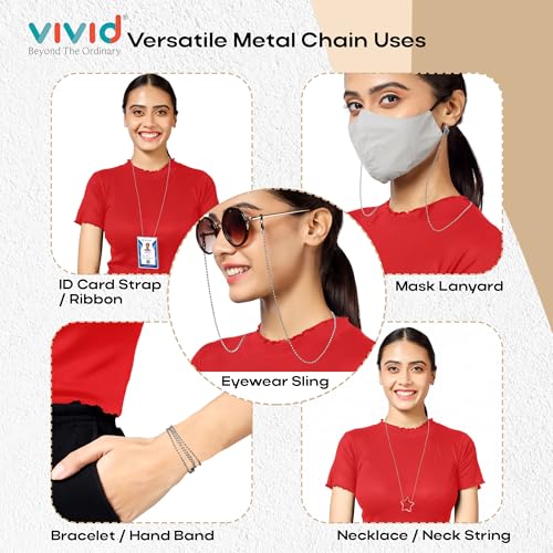 Image of Unisex Specs Holder Hook & Loop Anit Slip Eyewear Lanyard Metal Strap Chain