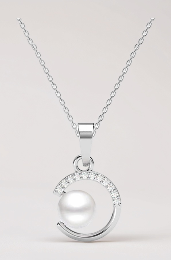 Clara 925 Sterling Silver Zola Real Pearl Pendant Earrings Chain Necklace Jewellery Set | Platinum Plated, Swiss Zirconia |Gift for Women and Girls