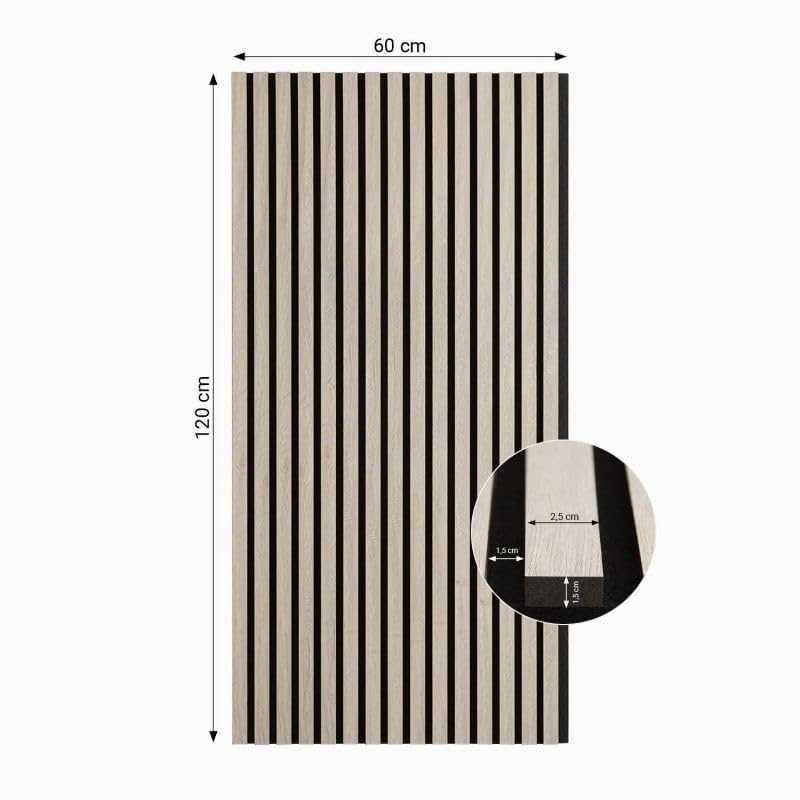 Homestyle4u Akustikpaneel 60 x 120 cm Eiche Natur Wandverkleidung 3D