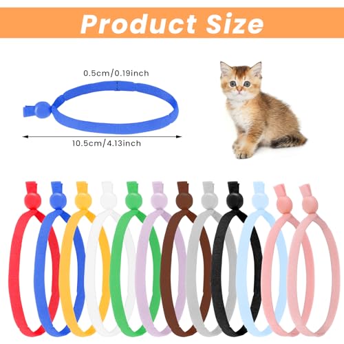 Image of 60-Pack Elastic Puppy Collars for Litter, Adjustable Puppy Litter Collars Colored Identification Soft Bands 4 Inch ID Cords Whelping Cords for Newborn Pets Kittens