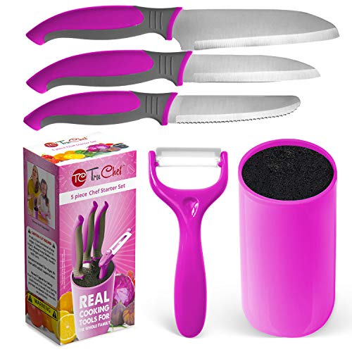 Kids Knife Set For Cooking – 5 Piece Kids Cook Set in Pink