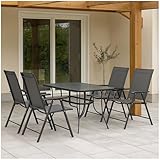 HTI living 4er Set moderner Gartenstühle mit 5-Fach Verstellbarer Rückenlehne Klappstühle Balkonstühle