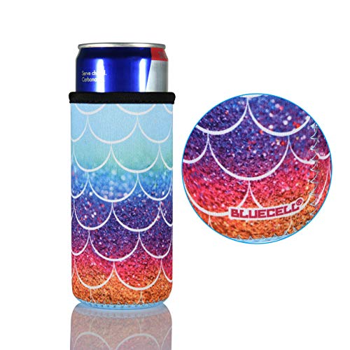 Bluecell Pack of 3 Neoprene Insulators Beer Can Sleeves Fit for 12oz Slim Drink Beer Cans (Fish-Scale Pattern (3pcs)) - Thumbnail 6