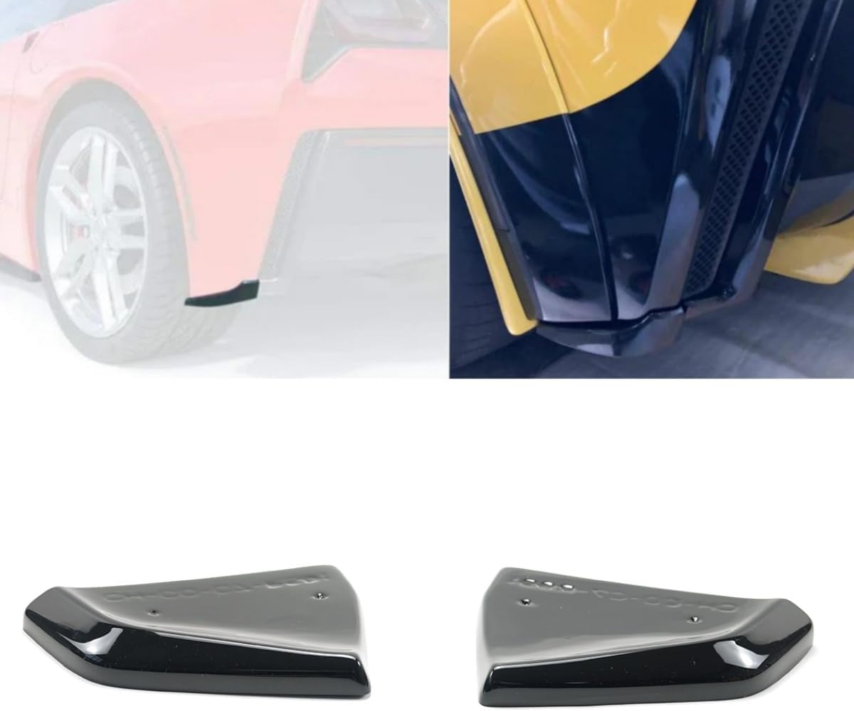 Rear Side Diffuser Compatible with Corvette C7 Stingray 2014-2019 Rear Bumper Side Corner Splitters Aprons (Glossy Black)