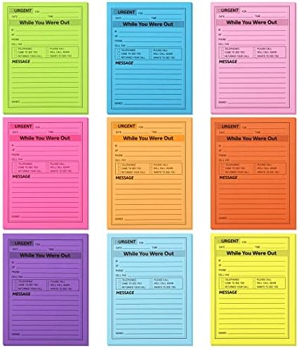 Bekecidi 9 Pack Message Sticky Notes Pads, Colorful Self Stick Note Pads Message Book Lined Sticky Notes Phone Message Pads for Office Supplies (4 x 5 inches)