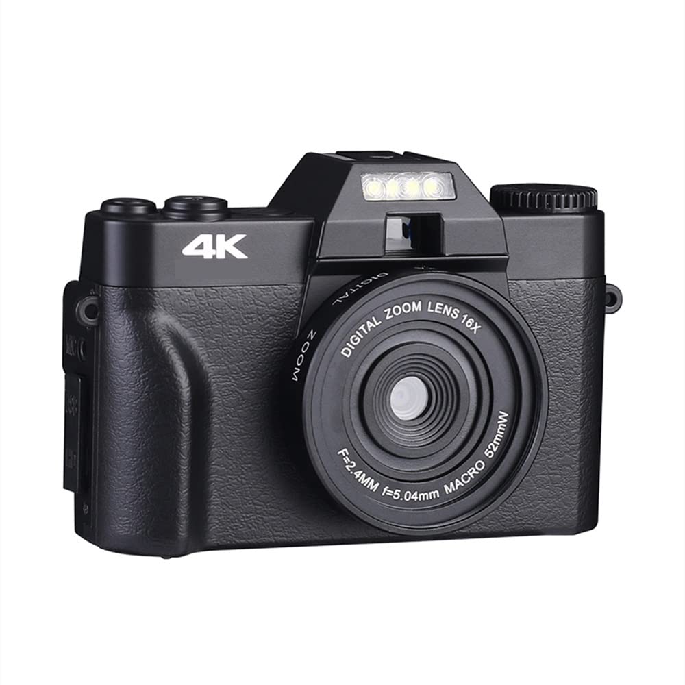 CVFRDD 48MP Digital Camera 3" Flip Screen 4K Selfile Camcorder Stream Macro Lens Video Recorder Photography 16X Digital Camera(NO TF Card,Without Lens)