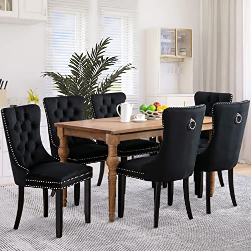 SoarFlash Velvet Dining Chairs Set of 6, Tall Back Side Chair, Modern Upholstered High-end Tufted...