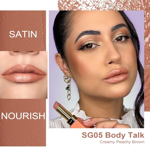 Oulac Satin Matte Lipstick Orange, Brown Long Lasting Lip Stick, Intense Color with Smooth Creamy Texture Lip Colour - Image 2