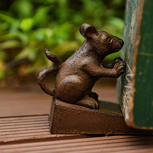 Sungmor Heavy Duty Cast Iron Mouse Door Stops | Decorative Cute Animal Statue Metal Door Stopper Wedge With Non-Slip Mat | Solid & Antique Style Windproof Door Holder For Patio Yard Garden Farmhouse #TOP6