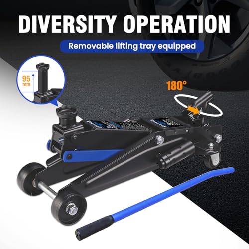 Image of ANTPOWER 3 Ton Floor Jack,with Wheels for Secure Lifting,Fast Lift Floor Jack, Quick Lift Pump for Sport Utility Vehicle,Providing Stable Support for Various Cars (3.0T)