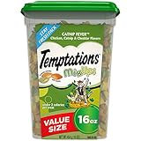 TEMPTATIONS MIXUPS Crunchy and Soft Cat Treats Catnip Fever Flavor, 16 oz. Tub