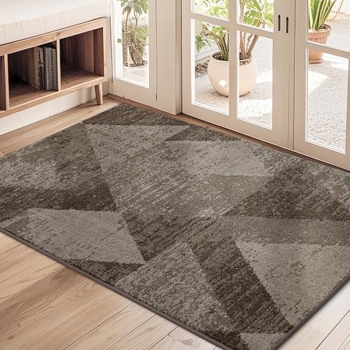 COSY HOMEER Entryway Rugs Doormat 32x48 Non-Slip Absorbent Polyester Washable Rugs for Front Door Dirty Paws & High Traffic Areas Brown