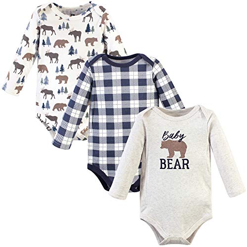 Image of Hudson Baby baby-boys Cotton Long-sleeve Bodysuits 3-pack