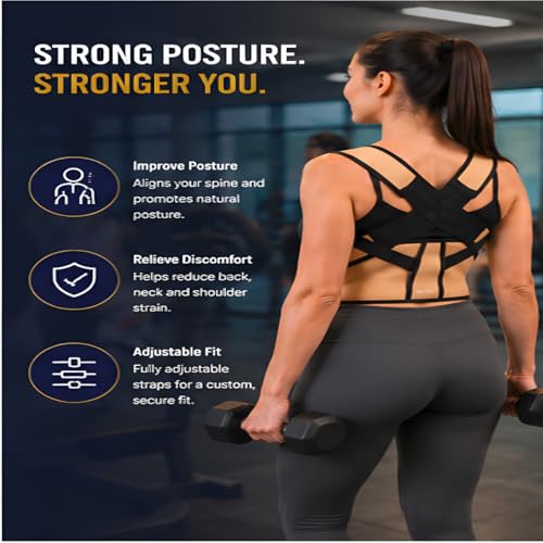 Image of ZEDAN Neoprene Posture Corrector Belt for Men & Women | Back & Shoulder Support | Spine Alignment & Body Posture Correction | Upper & Lower Back Pain Relief | Universal Size - Cream