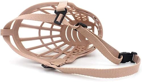 Miniatura 6 de Juego de 7 bozales de plástico para perros, cesta ajustable antimordedura para mascotas, jaula de malla para entrenamiento de perros, transpirable y