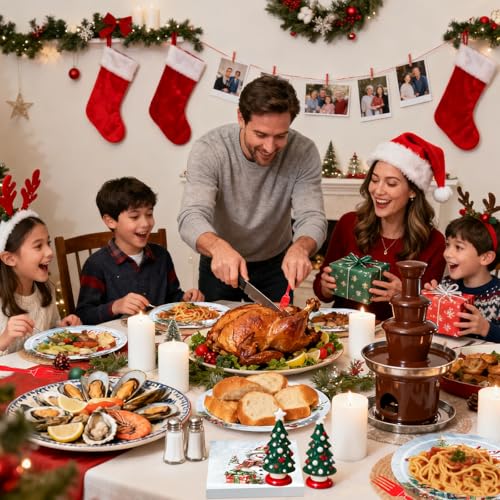 Christmas Plates Disposable Party Set Holiday Christmas Paper Plates and Napkins Sets Party Supplies Serves 25 – Image 8