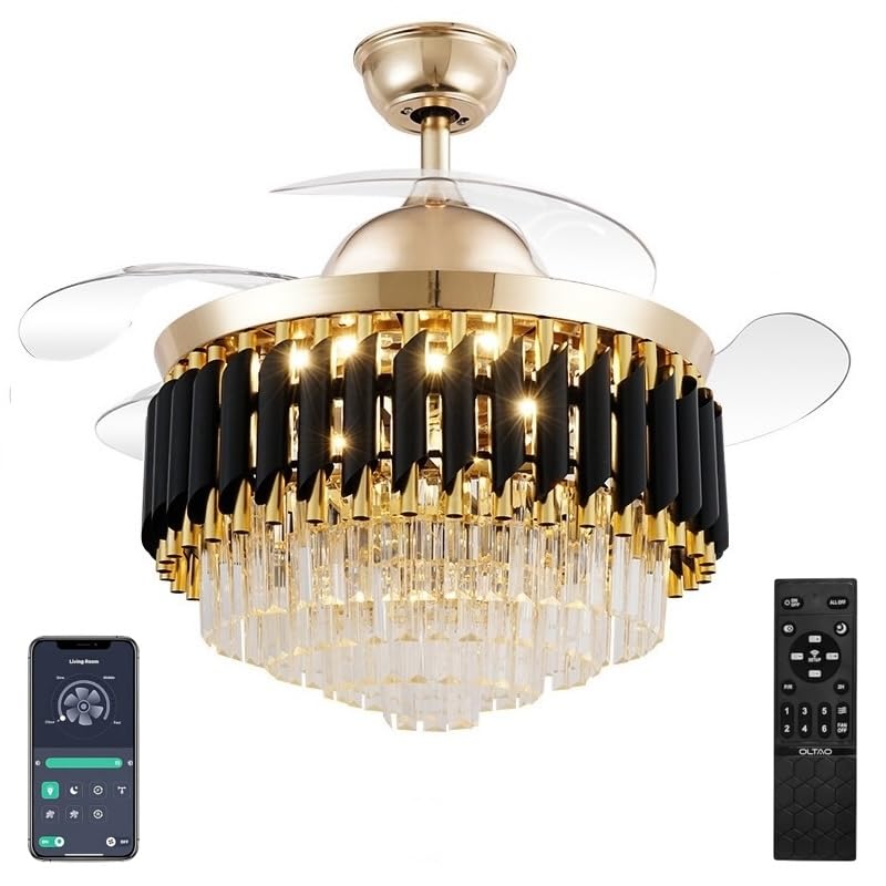 Image of oltao Gracy Chandelier Ceiling Fan with BLDC Motor, Dimmable 3 Colour LED Light, Remote & App Control