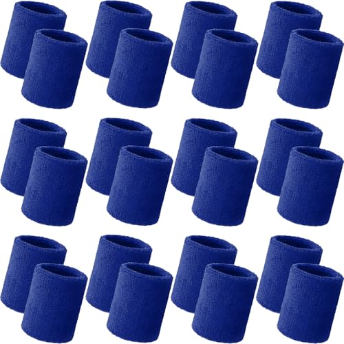 Image of Bememo 24 Pcs Wrist Sweatbands Bulk Sports Wrist Bands for Men Women Breathable Athletic Tennis Wristbands Stretchy Absorbent Cotton Terry for Basketball, Baseball, Gym, Working Out