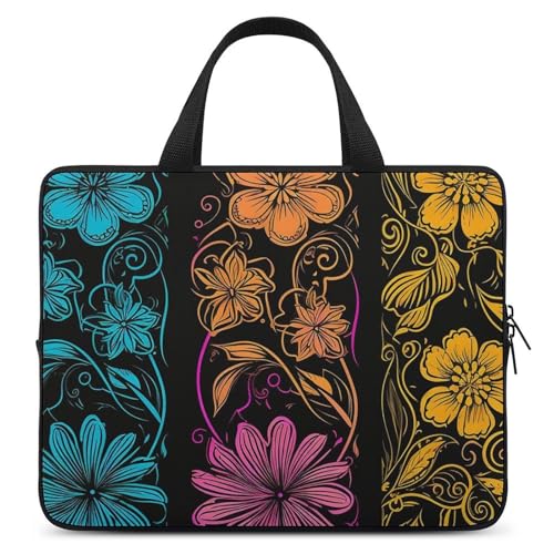 Sac à bandoulière pour ordinateur portable 13 pouces unisexe aux couleurs de fleurs