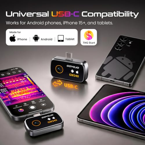 Image of GW340 Thermal Camera for iPhone /Android /Tablet, 512x384 Super IR Resolution, Thermal Imager iOS 17 /16 /15 Series & iPads USB-C Port, 256x192 IR Resolution Home Inspection, HVAC, Automotive -4F~752F